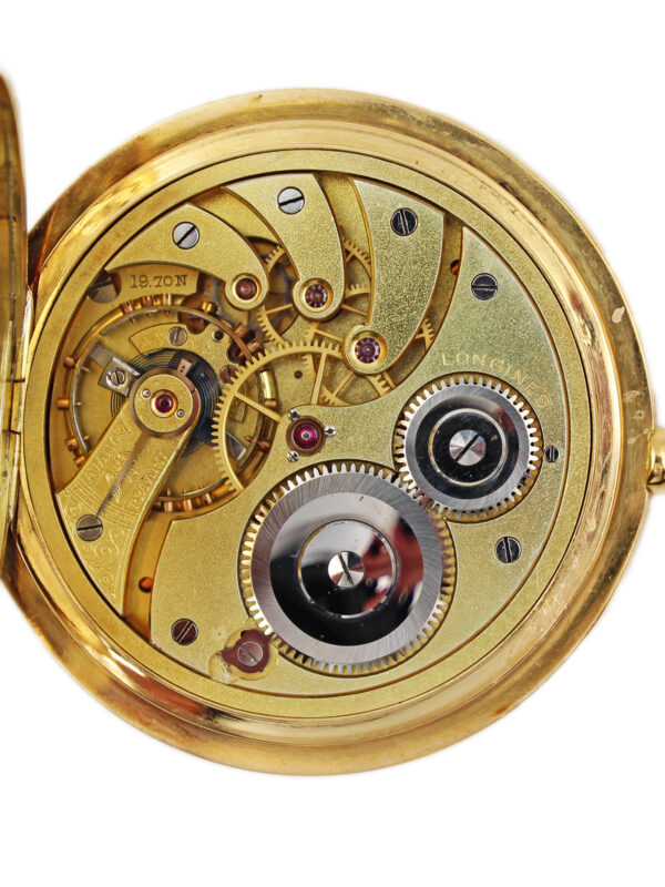 Longines 18k Yellow Gold 54mm Hunter Case Pocket Watch c. 1900s