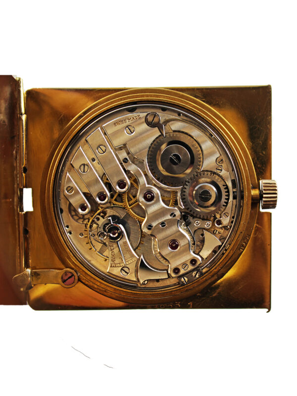Huguenin Freres Folding Minute Repeating Travel Clock c. 1920s