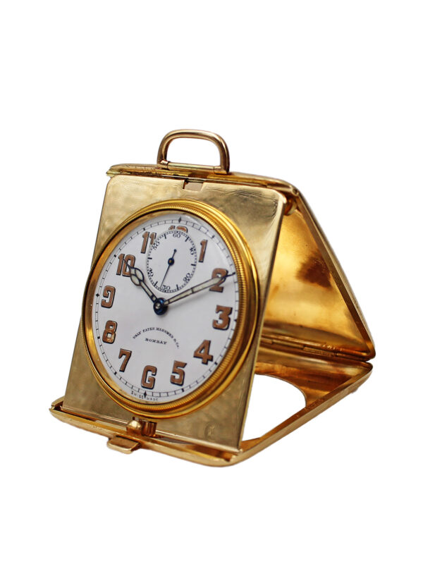 Huguenin Freres Folding Minute Repeating Travel Clock c. 1920s