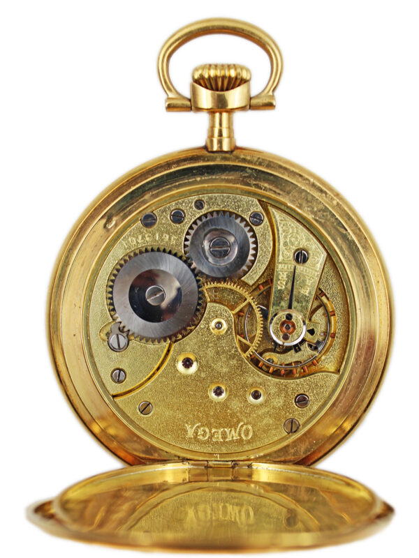 Omega 18k Yellow Gold 50mm Open Face Pocket Watch c. 1920