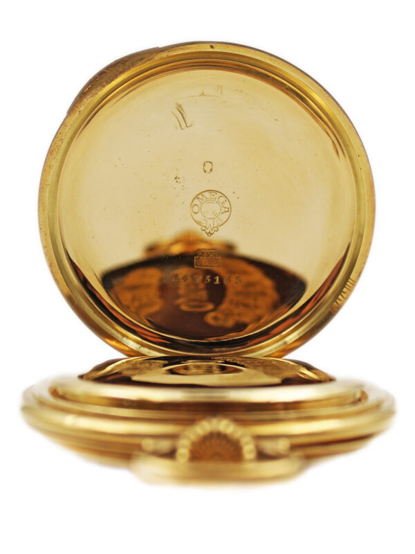 Omega 18k Yellow Gold 50mm Open Face Pocket Watch c. 1920