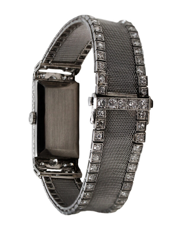 Zador Watch Co. Platinum & Diamond (~4cts) Art Deco Ladies' Bracelet Watch w/ Dial Signed Tiffany & Co, c. 1930s