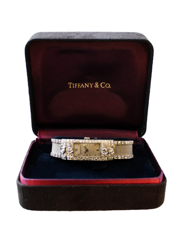 Zador Watch Co. Platinum & Diamond (~4cts) Art Deco Ladies' Bracelet Watch w/ Dial Signed Tiffany & Co, c. 1930s