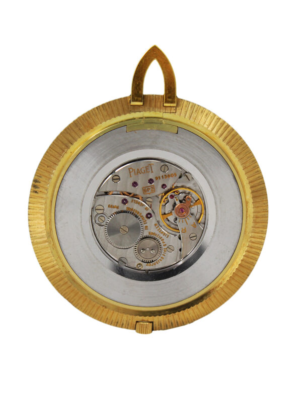 Piaget 18k Yellow Gold Open Face Pocket Watch with Box c. 1980s, Ref 990