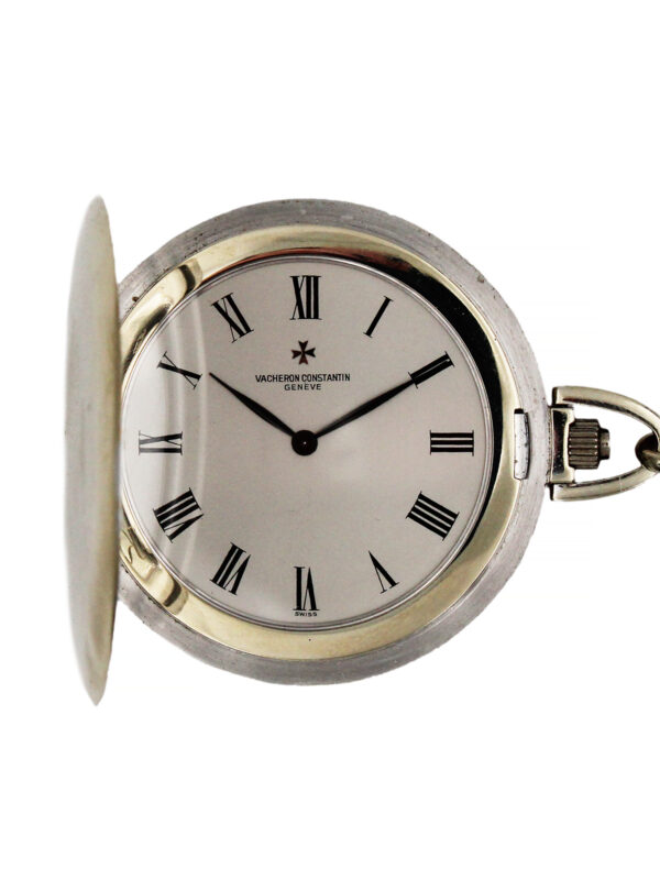 Vacheron & Constantin "Montre Couteau Savonnette" 18k White Gold Ultra-Thin Hunter Pocket Watch c. 1960s, Ref 7402