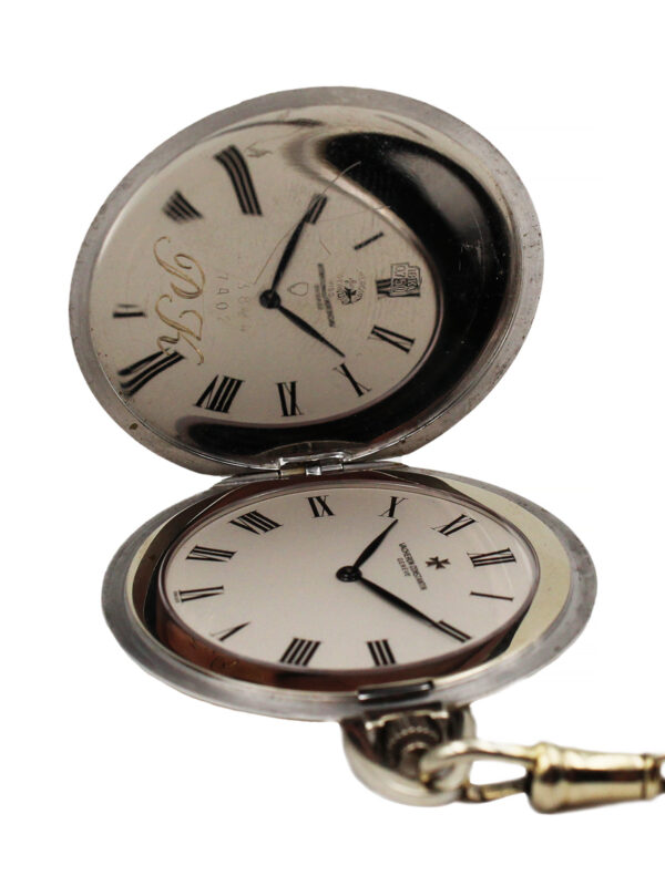 Vacheron & Constantin "Montre Couteau Savonnette" 18k White Gold Ultra-Thin Hunter Pocket Watch c. 1960s, Ref 7402