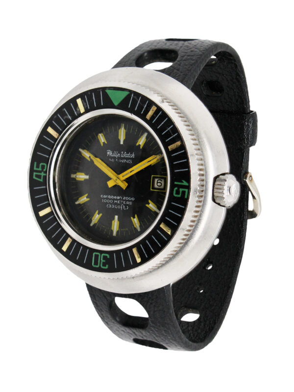 Philip Watch "Caribbean 2000" Stainless Steel Large 50mm Auto-Date Diver's Watch c. 1968