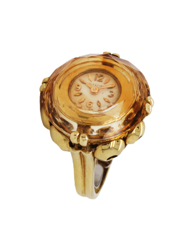 Blancpain 18k Yellow Gold & Citrine Ring Watch c. 1950s