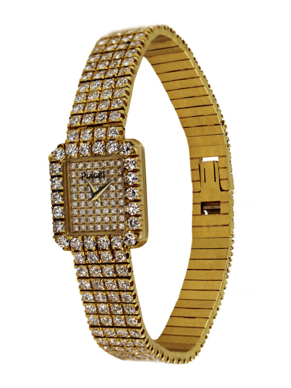 Piaget 18k Yellow Gold & Pave Diamond Ladies' Bracelet Watch c. 1990s, Ref 15241 C626