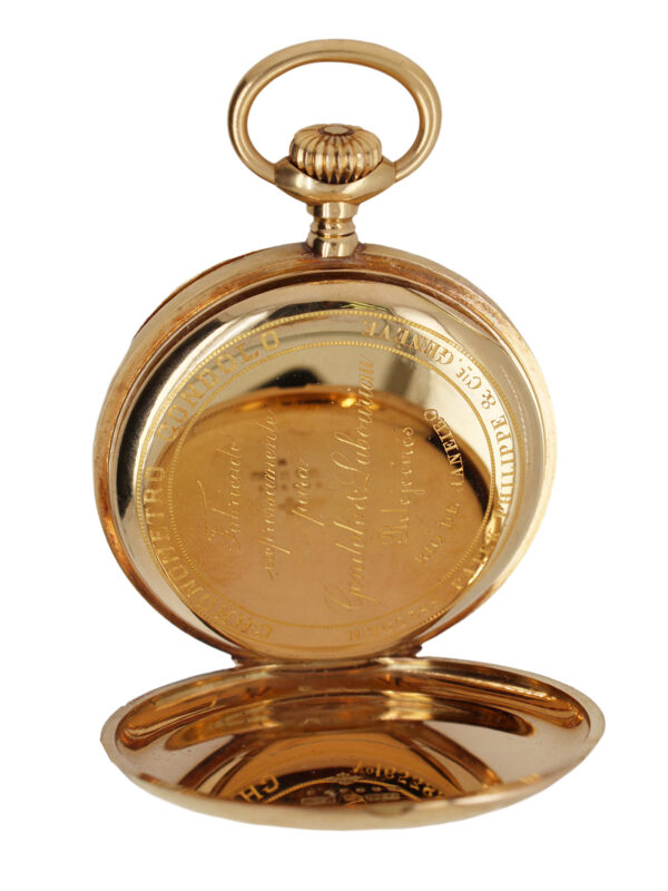 Patek Philippe “Chronometro Gondolo” 18k Yellow Gold Open Face Pocket Watch, Complete 56mm