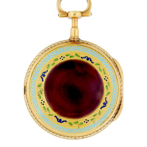 Swiss 18k Yellow Gold & Enamel Open face Pocket Watch key wind