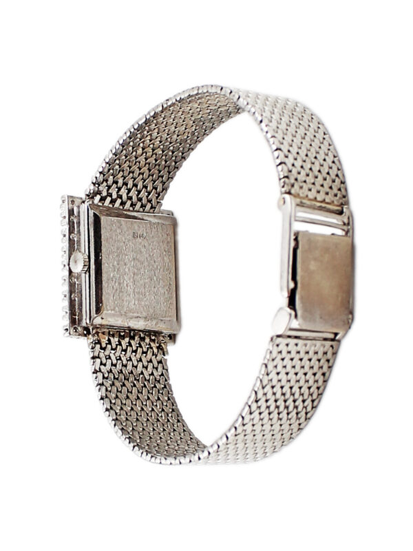 Mathey Tissot 14k White Gold & Diamond Square Bracelet Watch