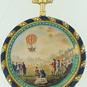 Swiss Continental Verge Rare Gold & Enamel 'Montre a la Mongolfier' c.1785