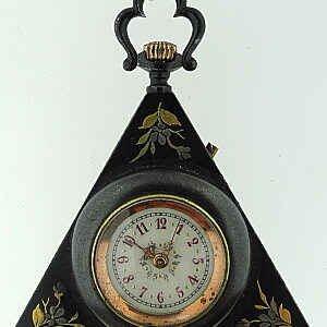 Swiss Browned Stainless Steel triangle form pocket watch circa 1920