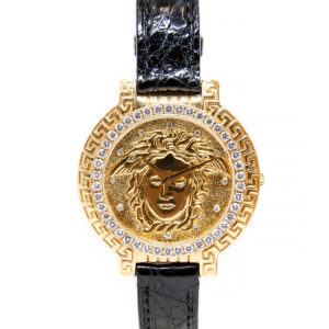 Gianni Versace Signature 18k Yellow Gold & Diamond Medusa Quartz Wristwatch c. 1990s, Ref 8008001