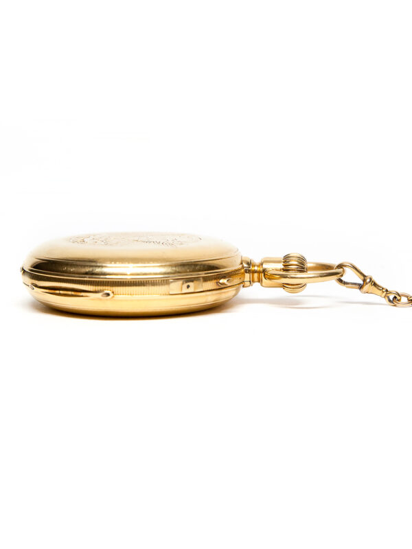 Patek Philippe 18k Yellow Gold 54mm Hunter Case Chronograph Pocket Watch & Chain c. 1875