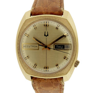 Bulova Accutron Electroplated 10k Yellow Gold Vintage Wristwatch w/ day-date