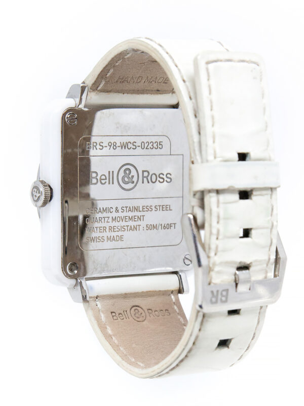 Bell & Ross White Ceramic Square Case with Diamond Bezel & B&R Stainless Steel Buckle