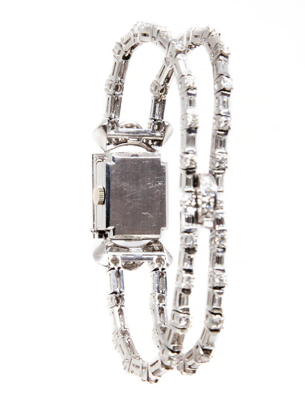 Mathey Tissot Platinum & Diamond (7.5ct) Concealed Dial Ladies' Bracelet Watch with Box c. 1960s