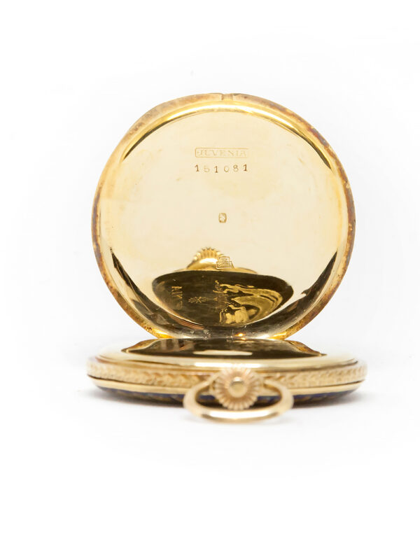 Juvenia 18k Yellow Gold & Enamel Hunter Pocket Watch c. 1920's