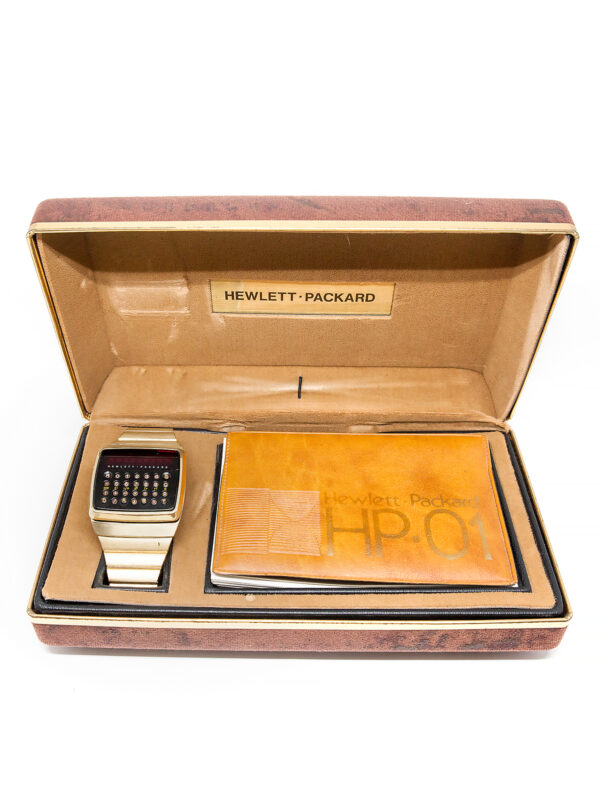 Hewlett Packard (Ref HP-01) Stainless Steel & Yellow Gold Digital Wristwatch with Calculator, Alarm, Stopwatch, Timer, Calendar, Box & Manual c. 1977