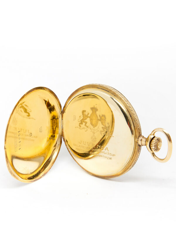 Juvenia 18k Yellow Gold & Enamel Hunter Pocket Watch c. 1920's