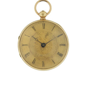 Swiss Antique14k Yellow Gold Open Face Key Wind Pocket Watch