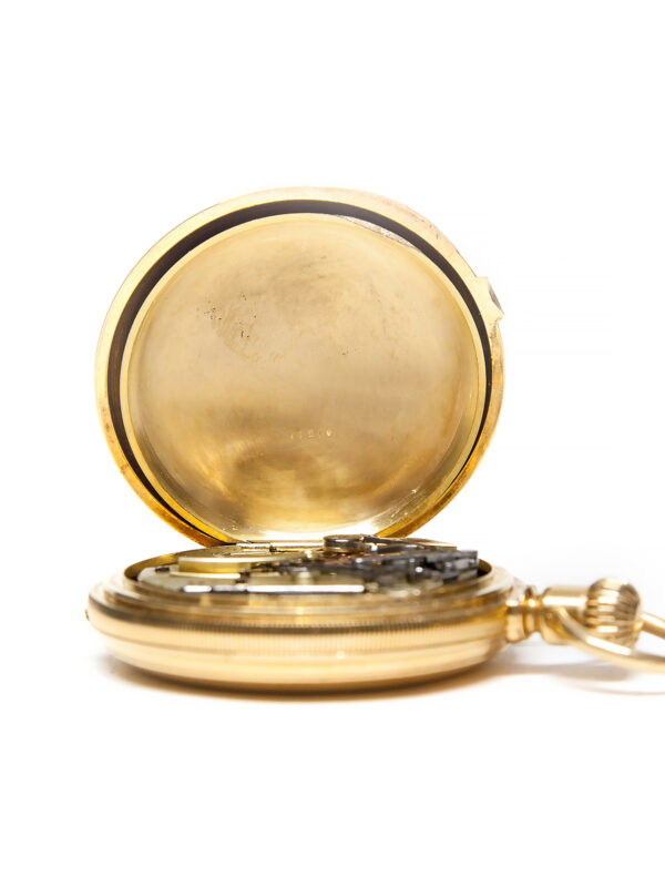 Patek Philippe 18k Yellow Gold 54mm Hunter Case Chronograph Pocket Watch & Chain c. 1875