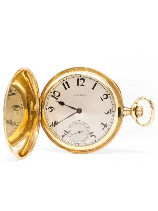 Juvenia 18k Yellow Gold & Enamel Hunter Pocket Watch c. 1920's