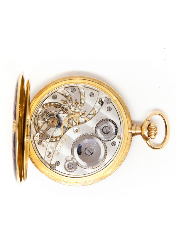 Juvenia 18k Yellow Gold & Enamel Hunter Pocket Watch c. 1920's