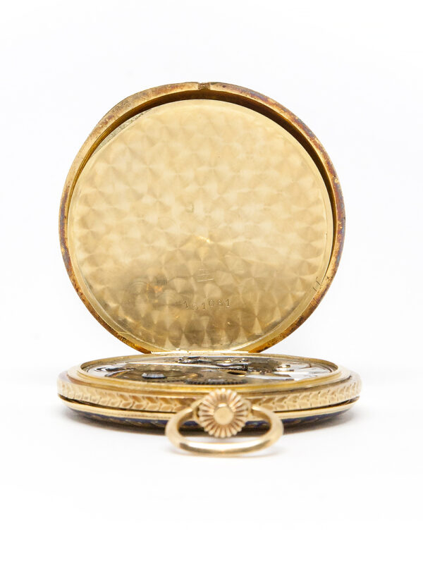 Juvenia 18k Yellow Gold & Enamel Hunter Pocket Watch c. 1920's