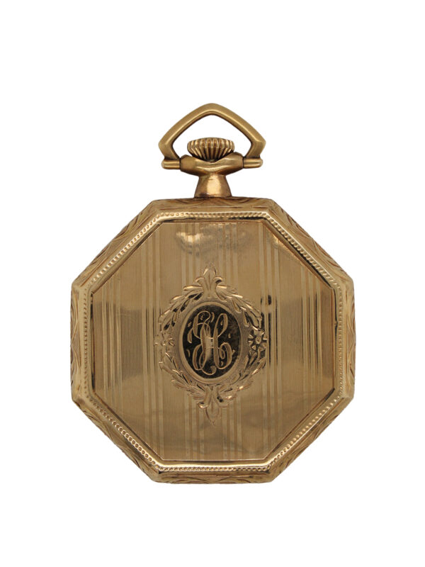 Elgin 14k Yellow Gold Octagonal Open Face Pocket Watch