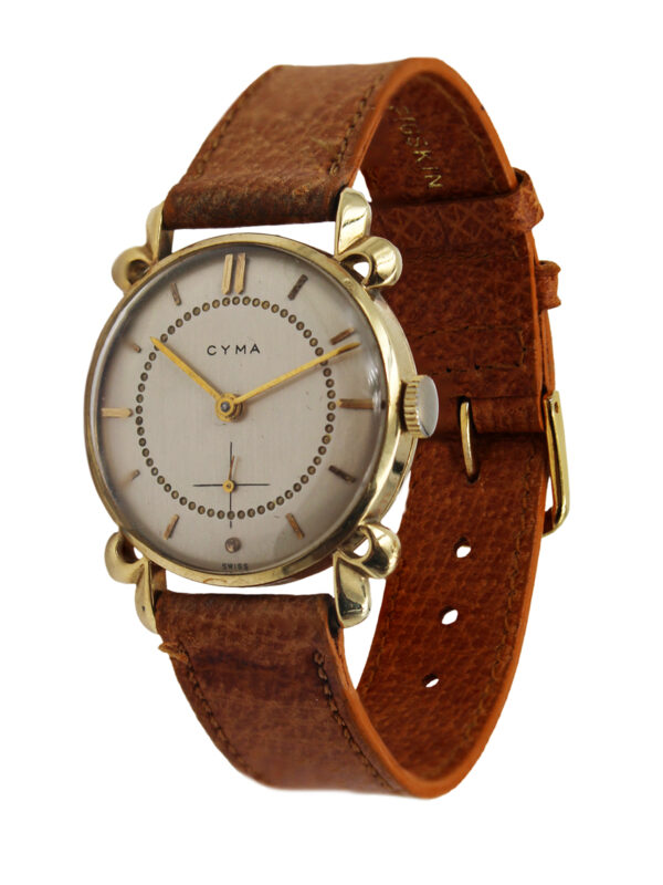 Cyma 14k Yellow Gold Vintage Wristwatch w/ Decorative Lugs