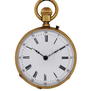 Swiss 18k Yellow Gold Antique Open Face Pocket Watch